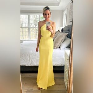 Adrianna Papell Stretch Crepe Long Halter Mermaid Gown